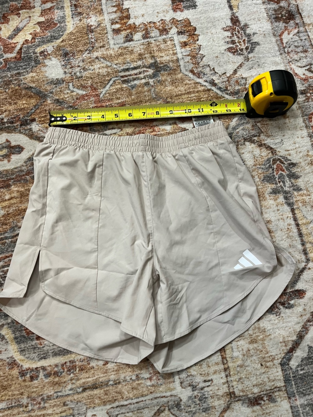 adidas Women's Light Beige Athletic Shorts with White Logo